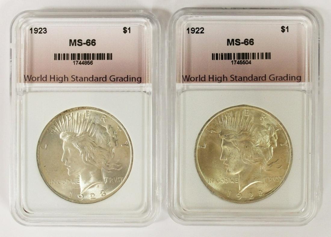1923 AND 1922 PEACE DOLLARS: (1 of 2)