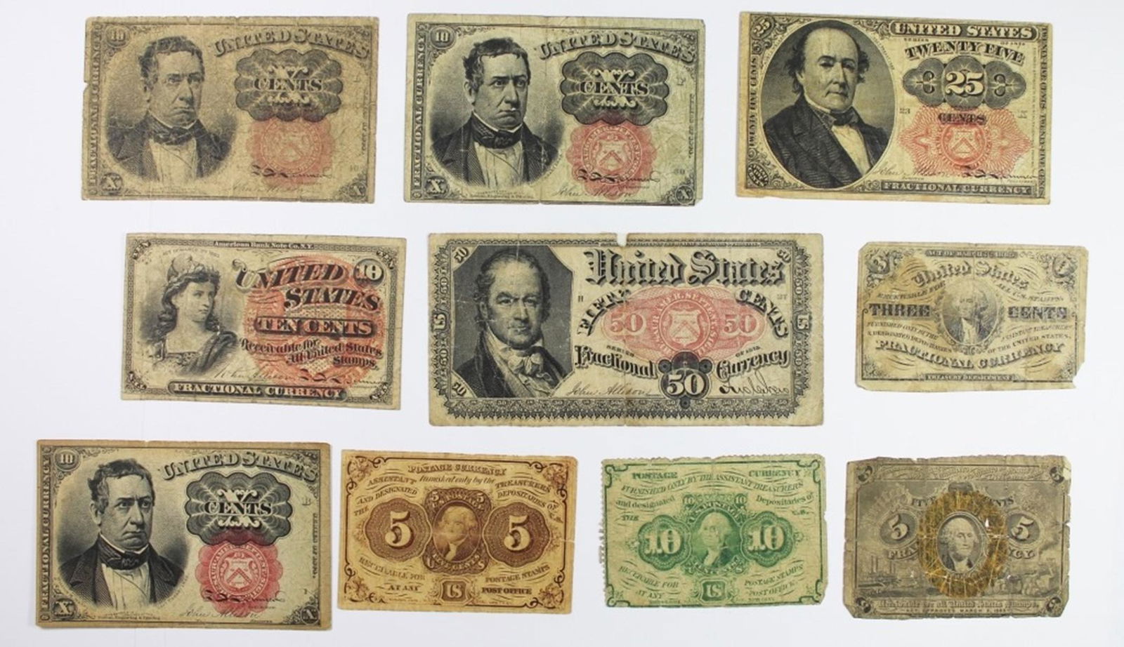 (10) FRACTIONAL CURRENCY PIECES (1 of 2)