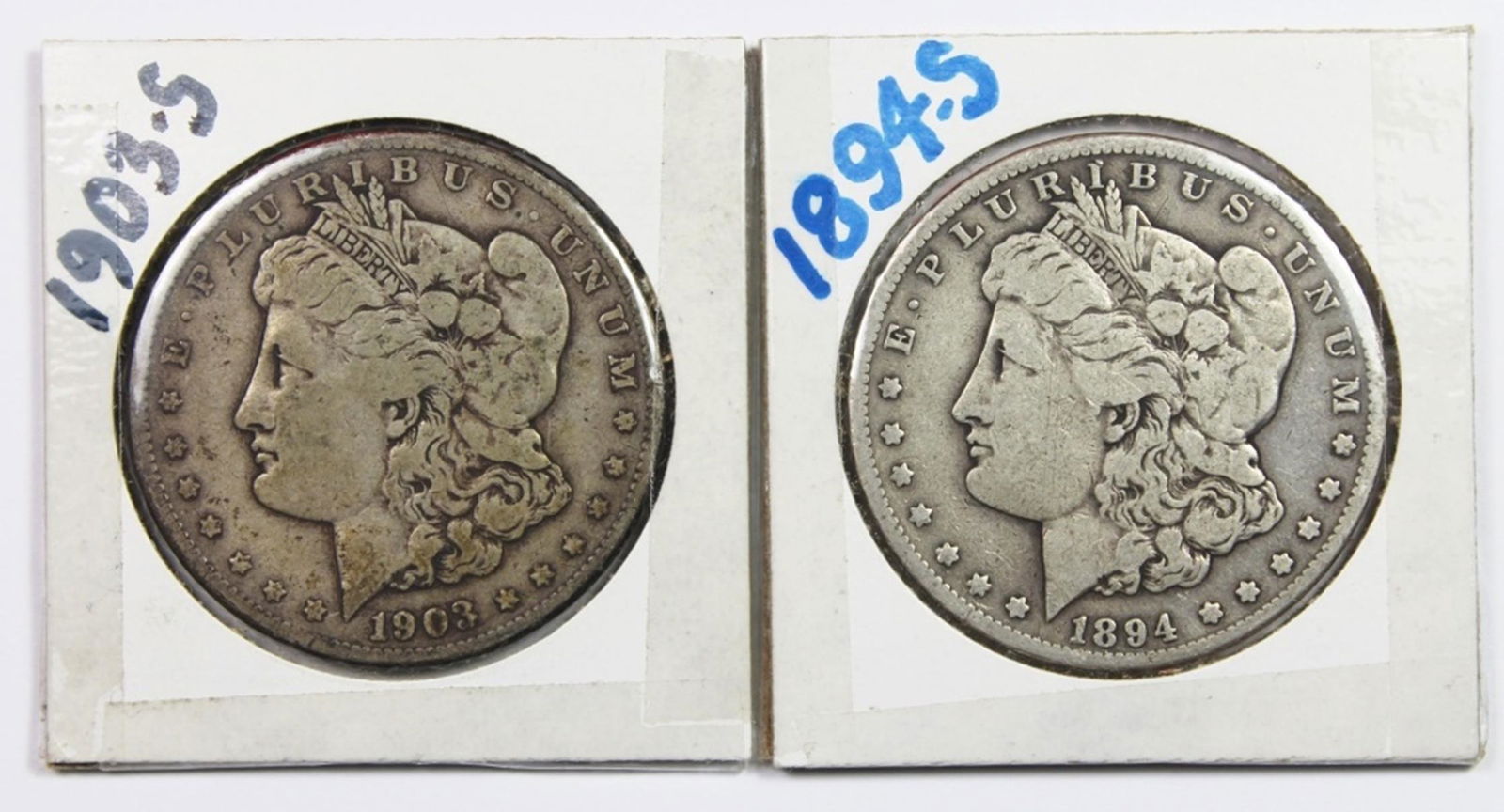 TWO SCARCE MORGAN SILVER DOLLARS: (1 of 2)