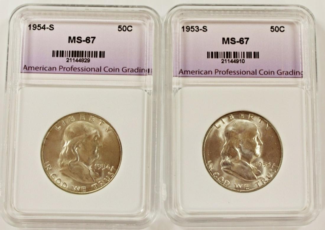1954-S AND 1953-S FRANKLIN HALF DOLLARS (1 of 2)