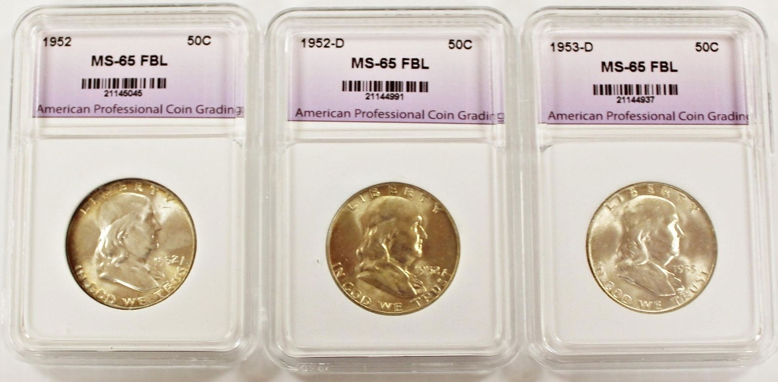 1952, 1952-D AND 1953-D FRANKLIN HALF DOLLARS (1 of 2)