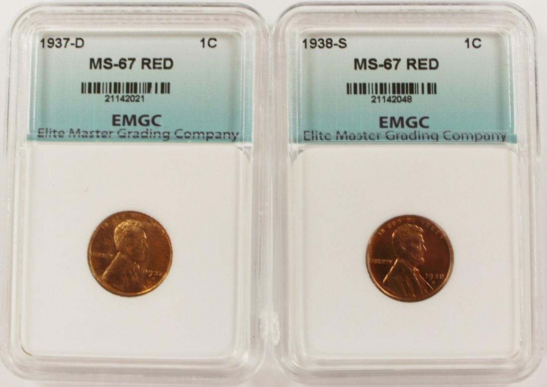 1937-D AND 1938-S LINCOLN CENTS (1 of 2)