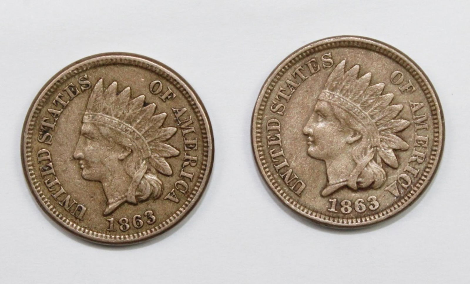 TWO PIECE 1863 INDIAN CENTS (1 of 1)