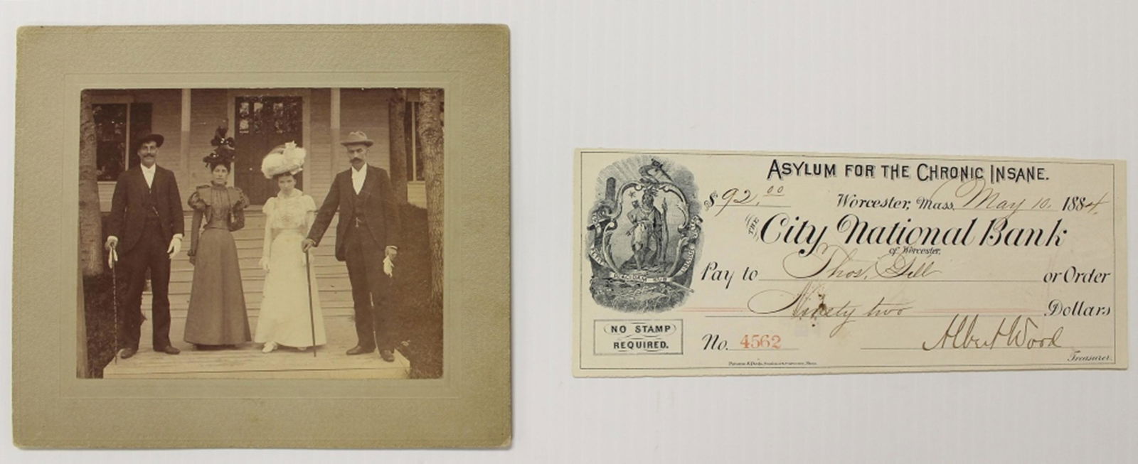 ASYLUM FOR THE CHRONIC INSANE CHECK AND PHOTO (1 of 2)