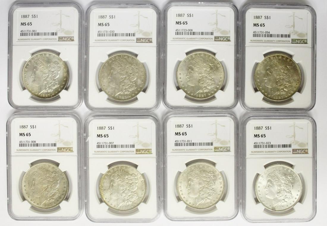 GROUP OF 8 1887 MORGAN SILVER DOLLARS (1 of 2)