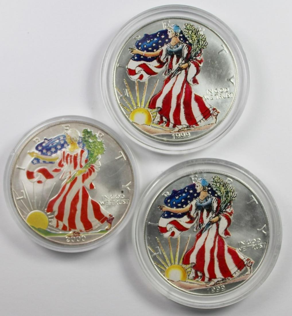 THREE COLORIZED AMERICAN SILVER EAGLES (1 of 2)