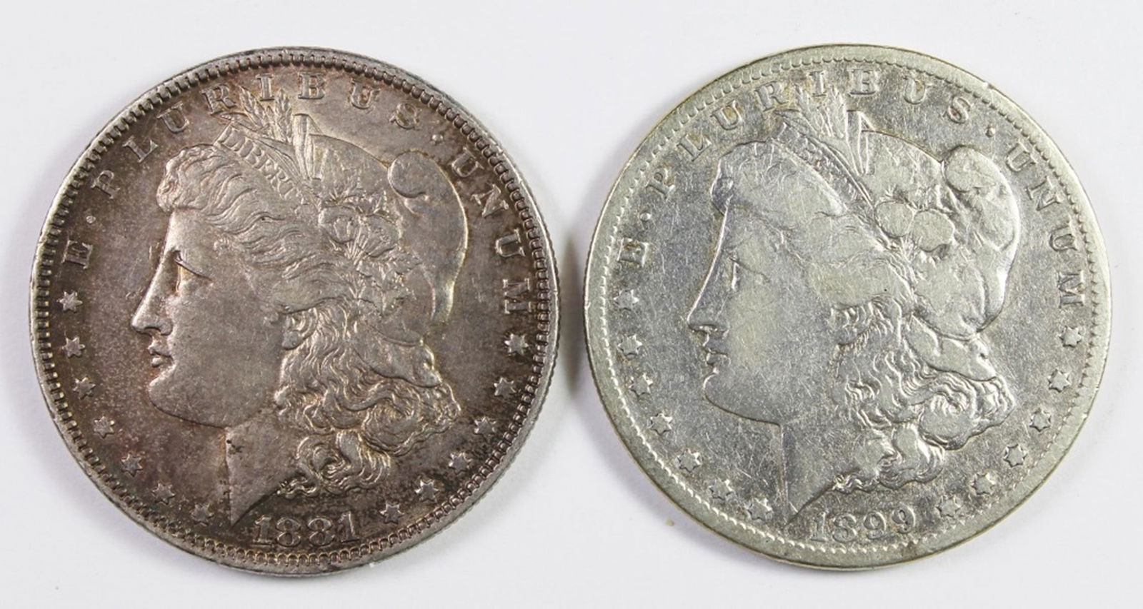 1899-S AND 1881-O MORGAN SILVER DOLLARS (1 of 2)