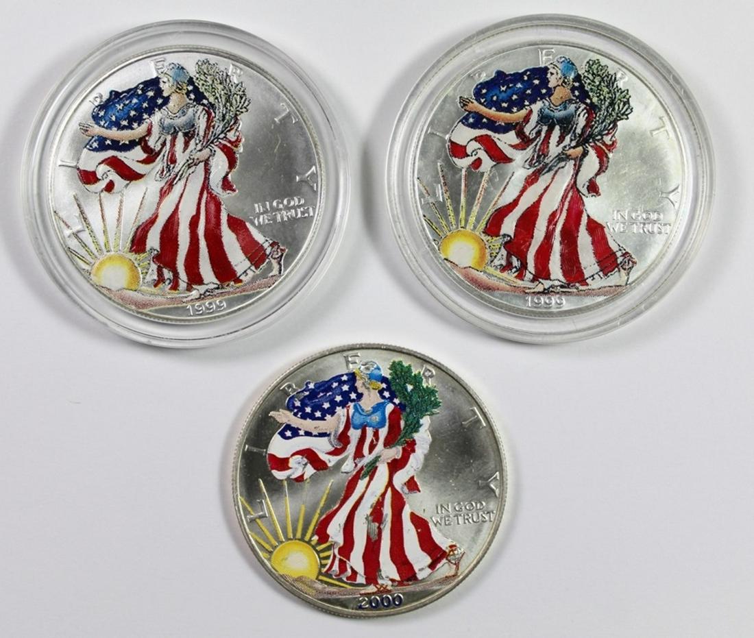 THREE COLORIZED AMERICAN SILVER EAGLES (1 of 2)
