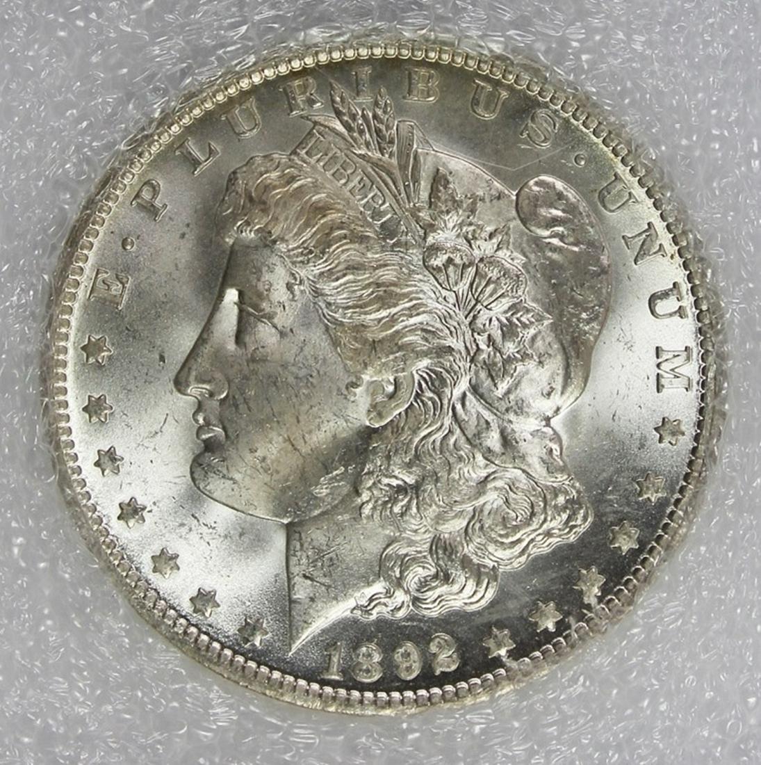 1892-O MORGAN SILVER DOLLAR: CCGS GEM BU BLAST WHITE SEMI-KEY, MOUNDS OF LUSTRE! ESTIMATE: $6500-$8500