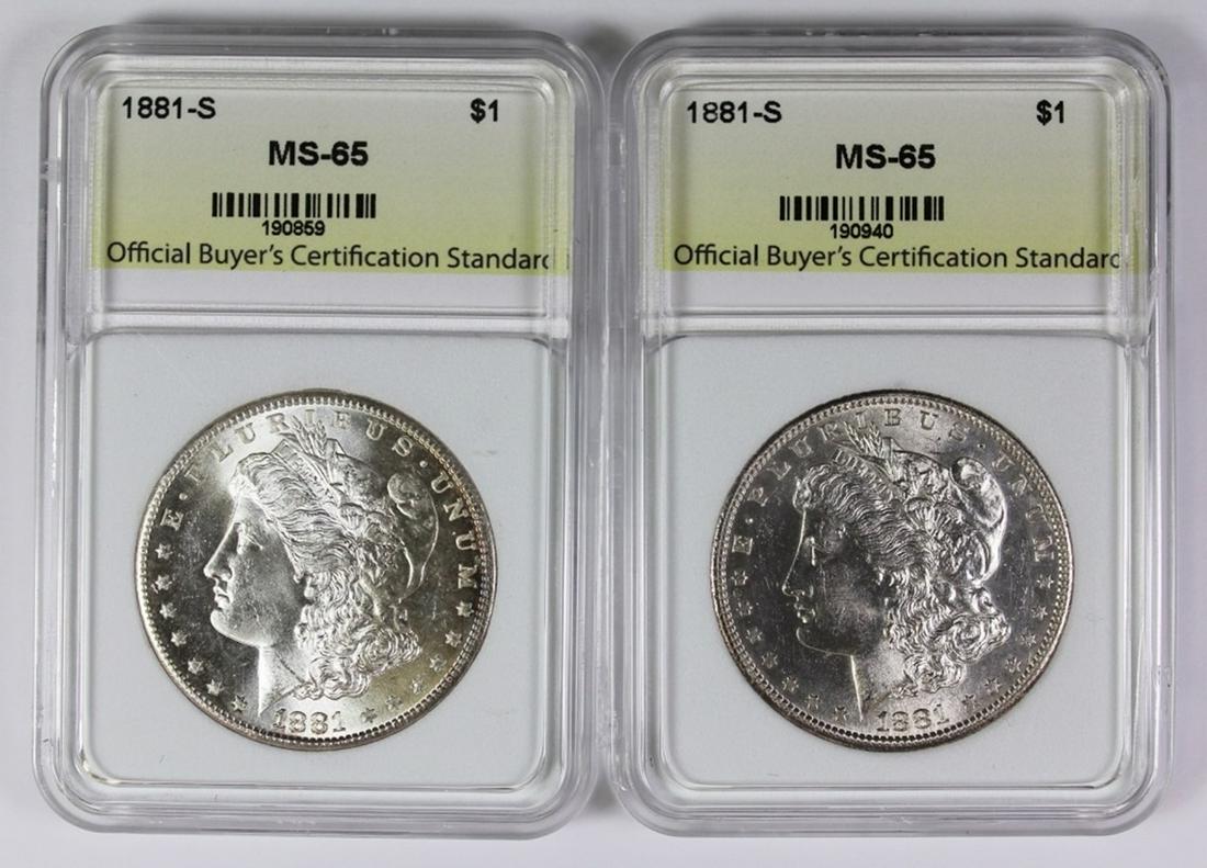 (2) 1881-S MORGAN SILVER DOLLARS (1 of 2)