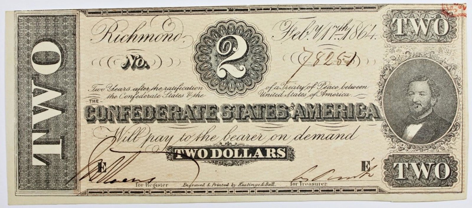 1864 $2 CONFEDERATE NOTE (1 of 2)