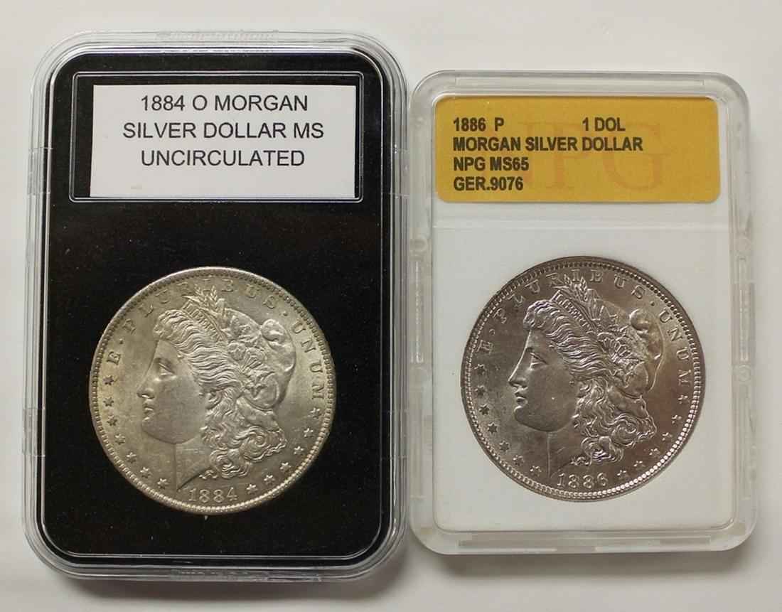 1886 AND 1884-O MORGAN SILVER DOLLARS (1 of 2)