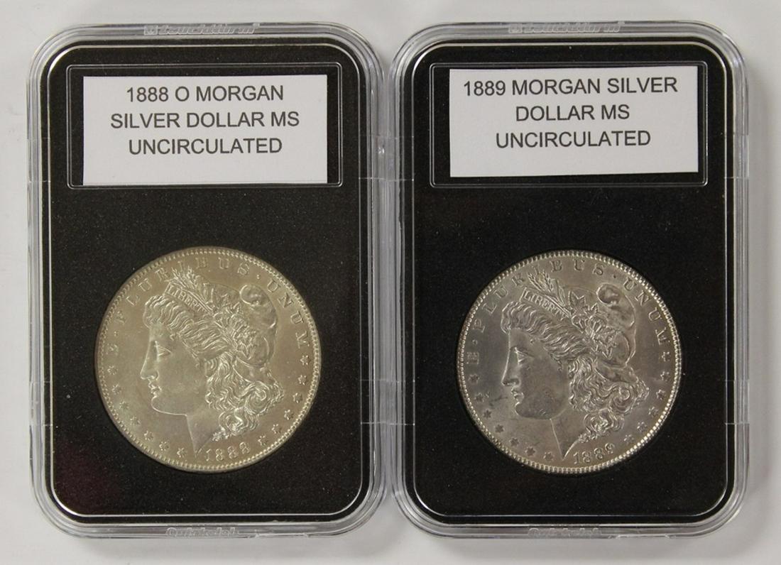 1888-O AND 1889 MORGAN SILVER DOLLARS (1 of 2)