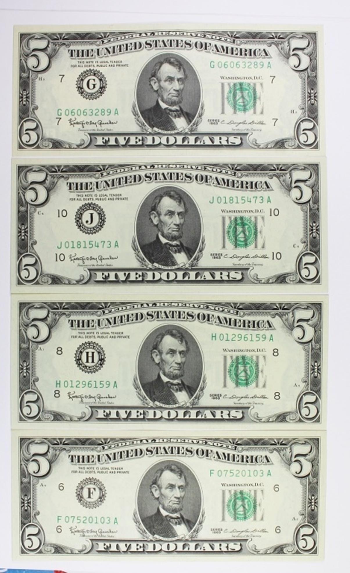 1963 $5.00 FEDERAL RESERVE GEM UNC (1 of 2)