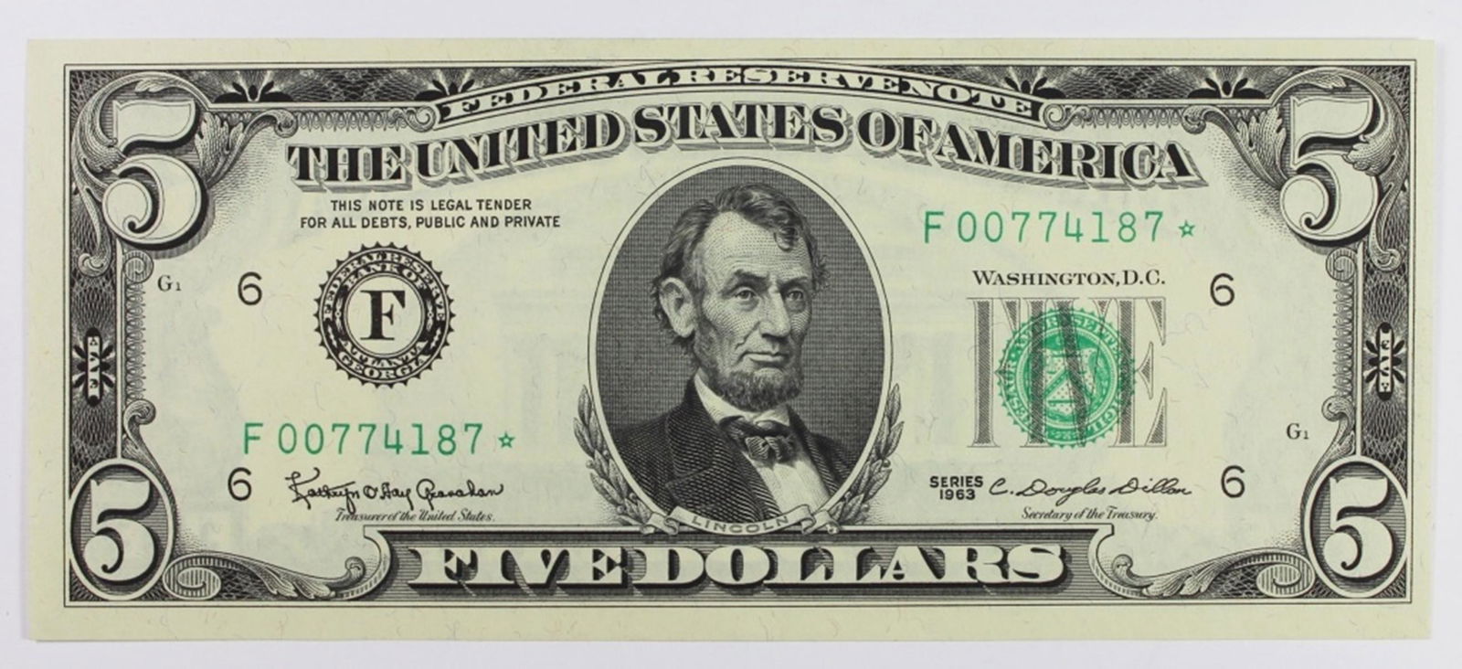 1963 $5.00 FEDERAL RESERVE NOTE (1 of 2)