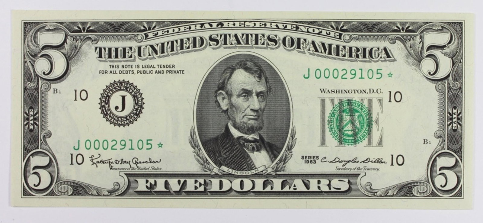 1963 $5.00 FEDERAL RESERVE NOTE (1 of 2)