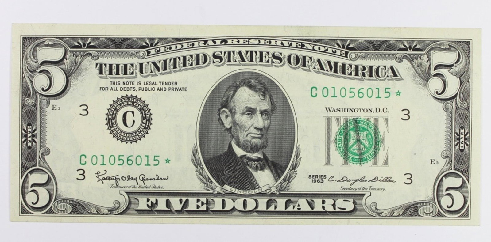 1963 $5.00 FEDERAL RESERVE NOTE (1 of 2)