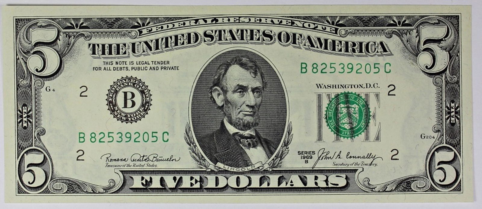 1969-B $5.00 NEW YORK FEDERAL RESERVE NOTE (1 of 2)