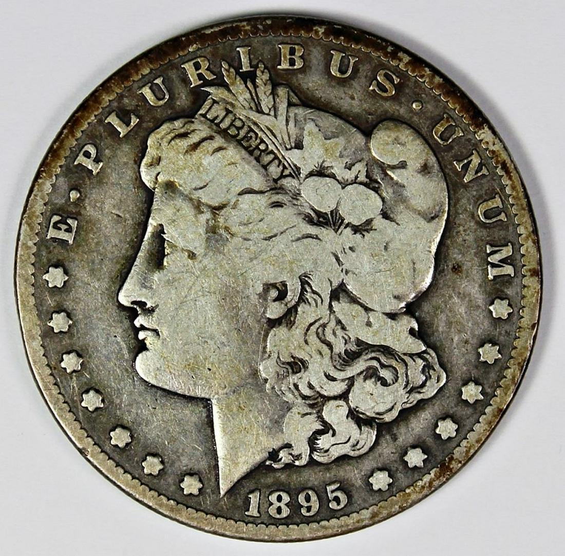 1895-S MORGAN SILVER DOLLAR: VG/F KEY COIN. ESTIMATE: $475-$525