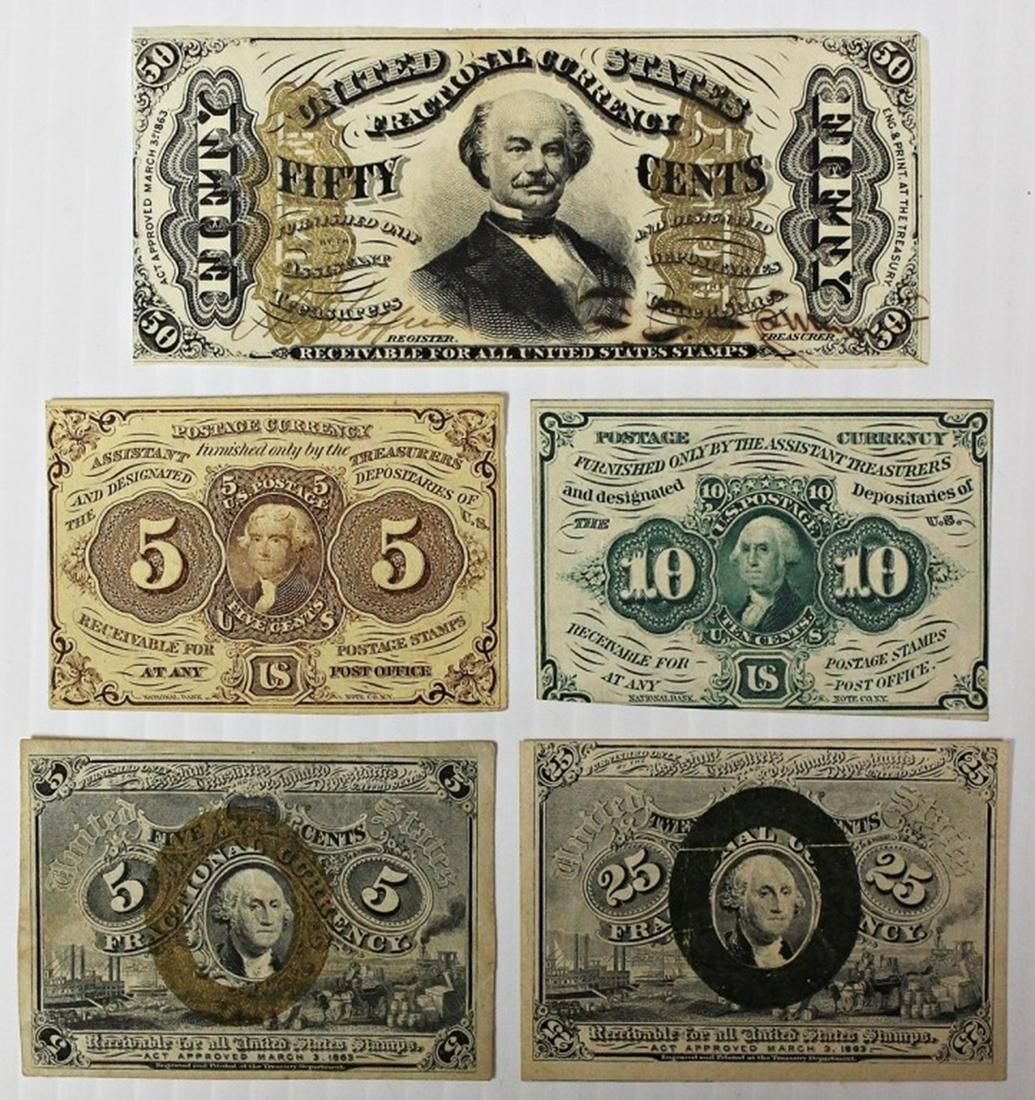 FIVE PCS. FRACTIONAL CURRENCY: (1 of 2)