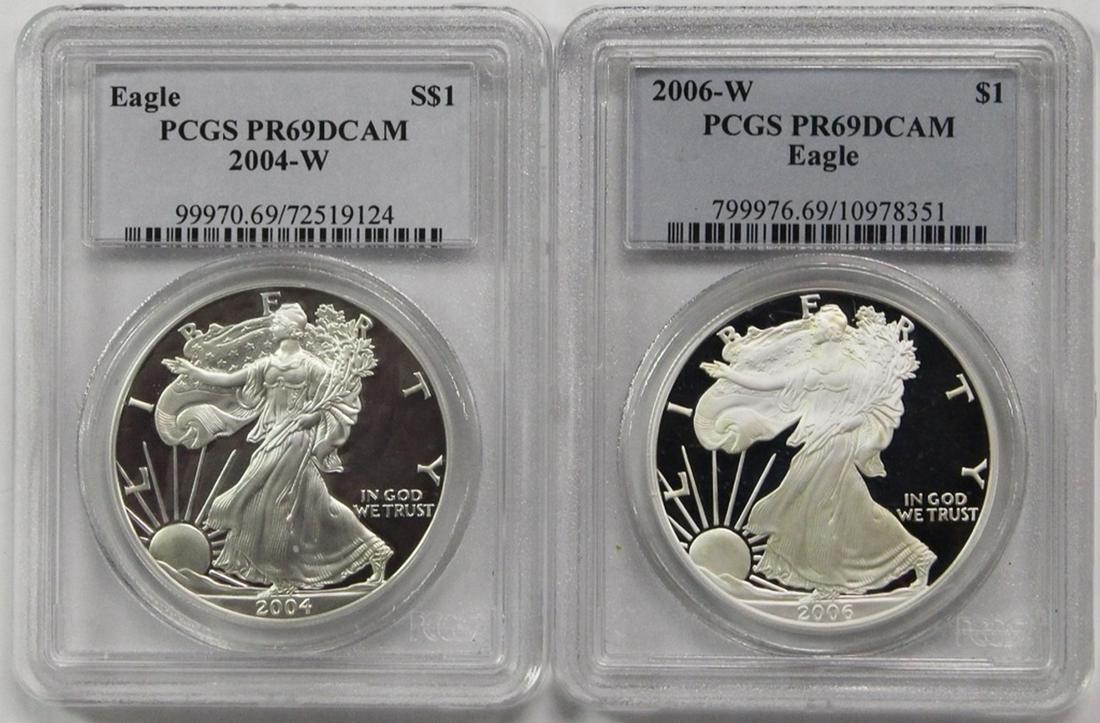 2004-W AND 2006-W AMERICAN SILVER EAGLES (1 of 2)