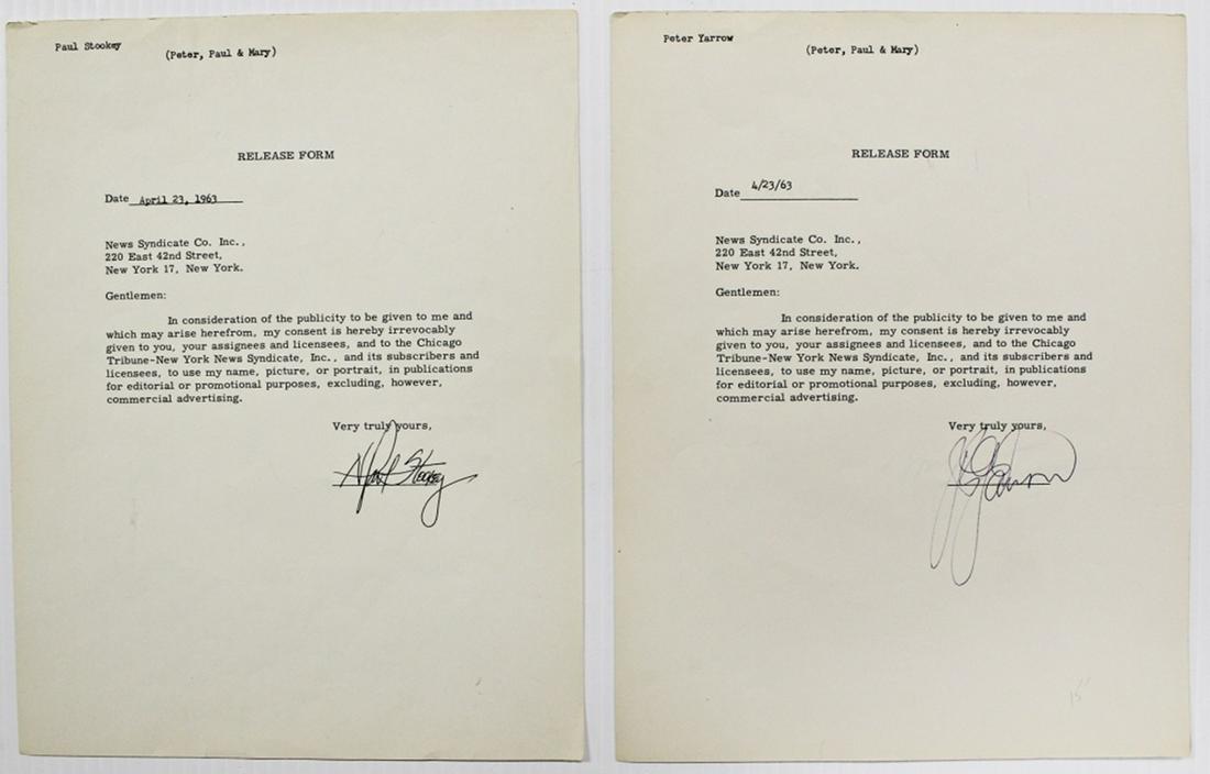 PETER PAUL AND MARY SIGNED DOCUMENTS (1 of 1)