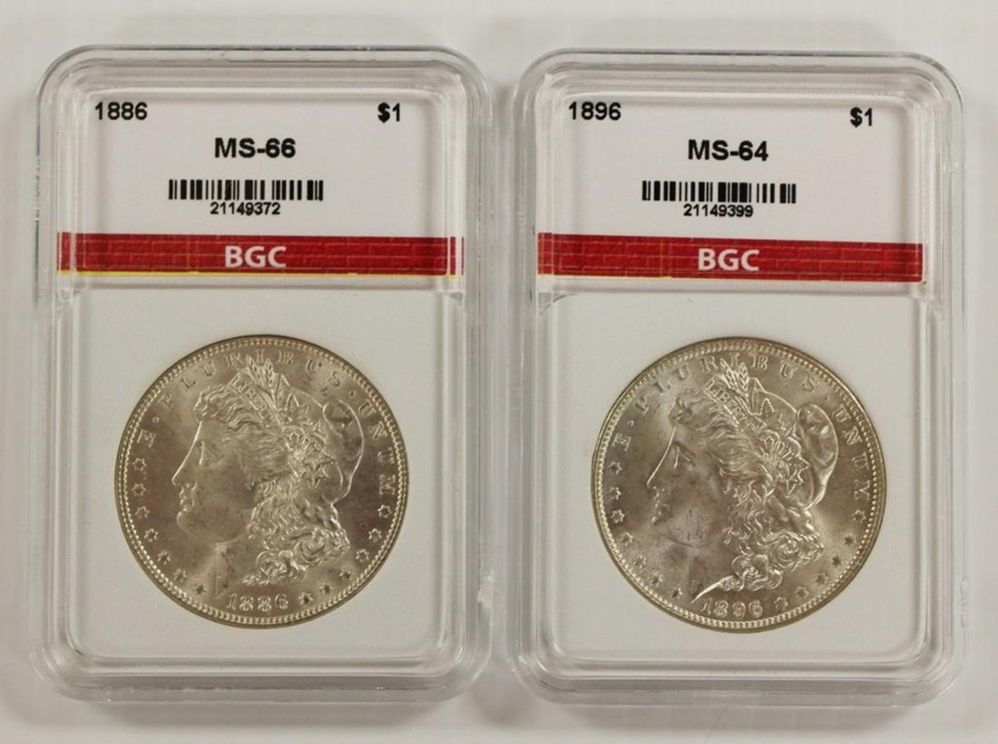 1886 AND 1896 MORGAN SILVER DOLLARS (1 of 2)