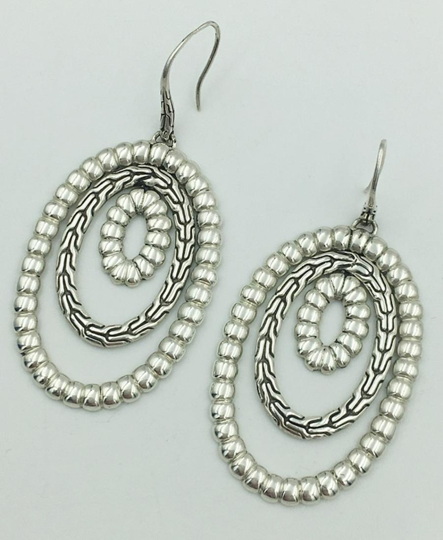 JOHN HARDY PIERCED EARRINGS: PRE OWNED. ONE EAR WIRE SLIGHTLY BENT. SEE PHOTOS. ESTIMATE $250-$300
