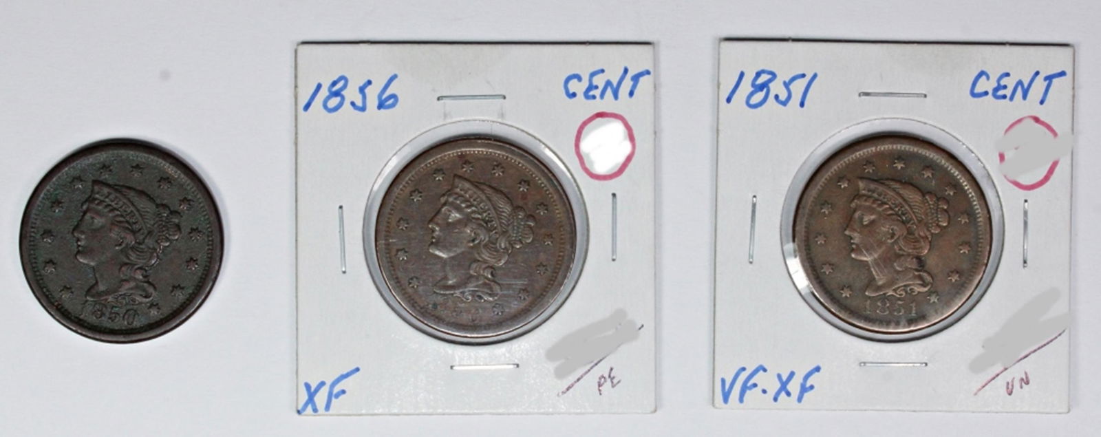 1856, 1851, AND 1850 U.S. LARGE CENTS (1 of 2)