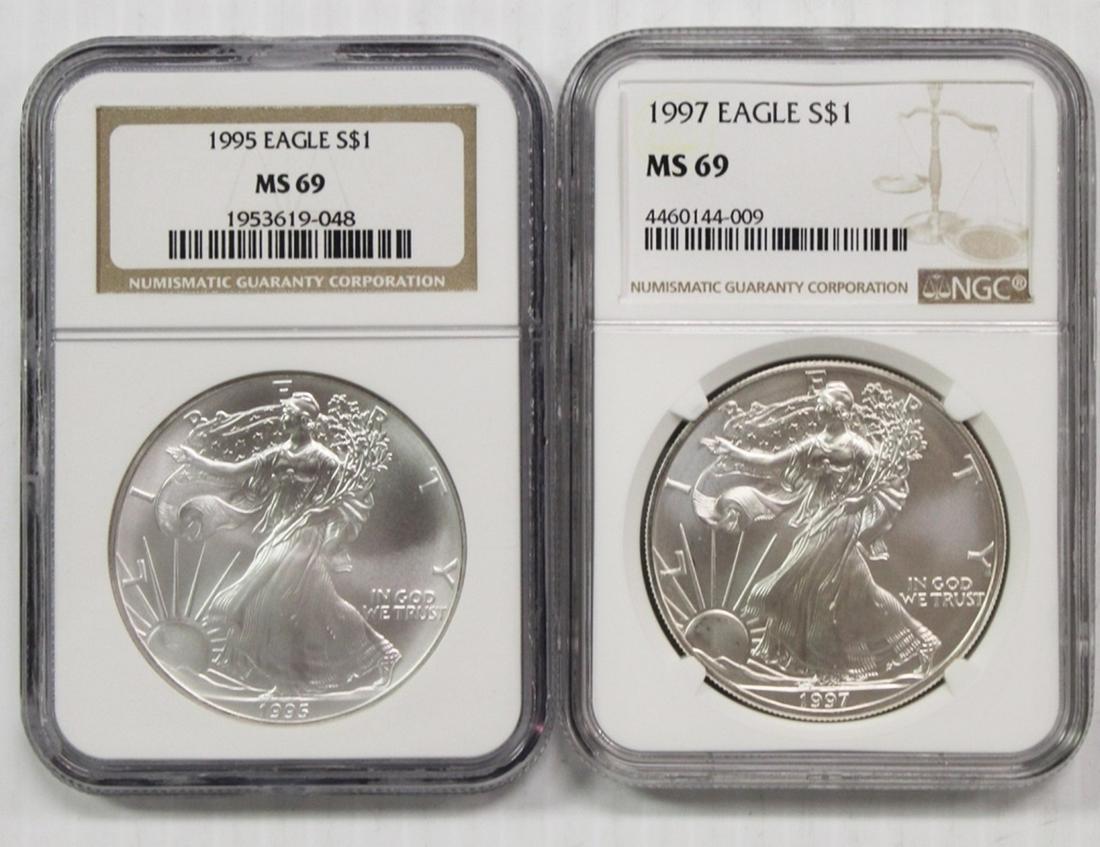 1997 & 1995 AMERICAN SILVER EAGLES (1 of 2)