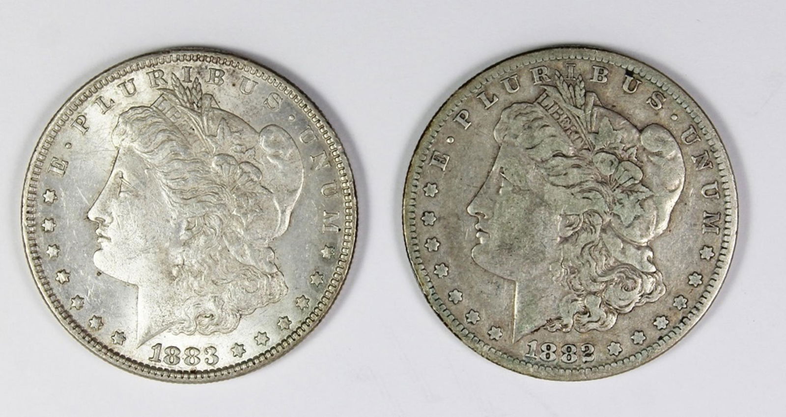 1882-S AND 1883 MORGAN SILVER DOLLARS (1 of 2)