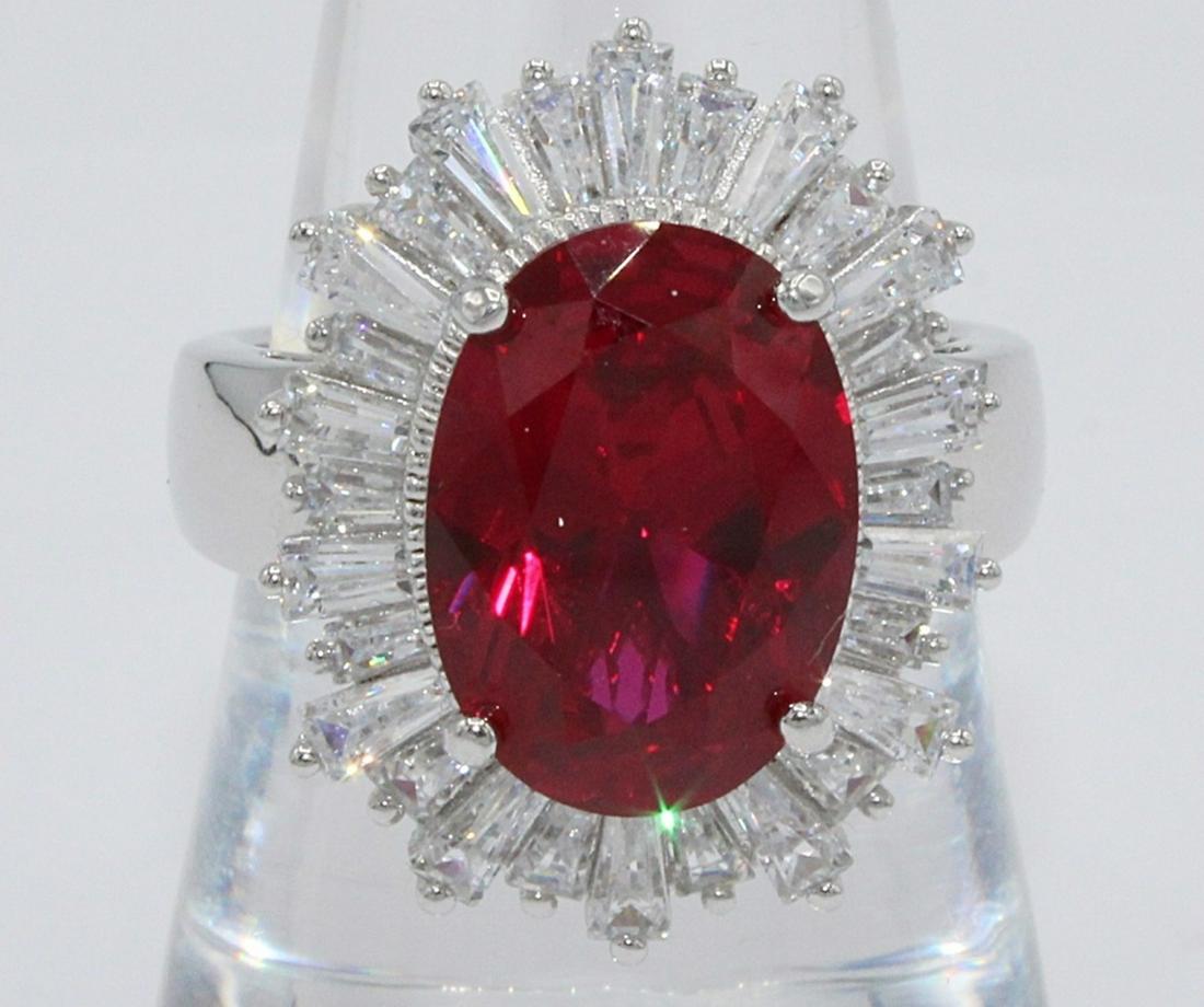 FLASHY .925 SILVER RING WITH RED STONE (1 of 2)