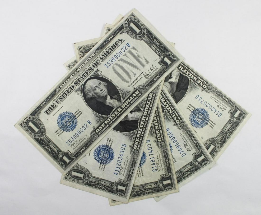 5 PIECE 1928 B $1.00 SILVER CERTIFICATES (1 of 2)
