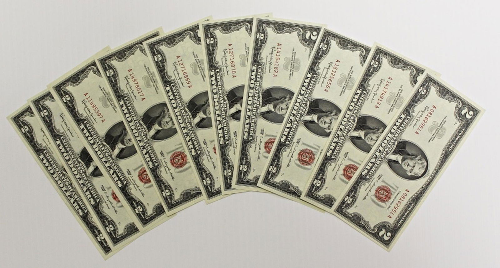 10 PCS. 1963 $2.00 NOTES (1 of 2)