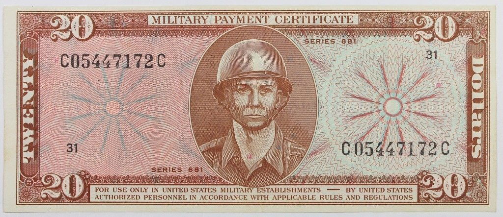 MILITARY PAYMENT CERTIFICATE SERIES 681 $20.00 (1 of 2)