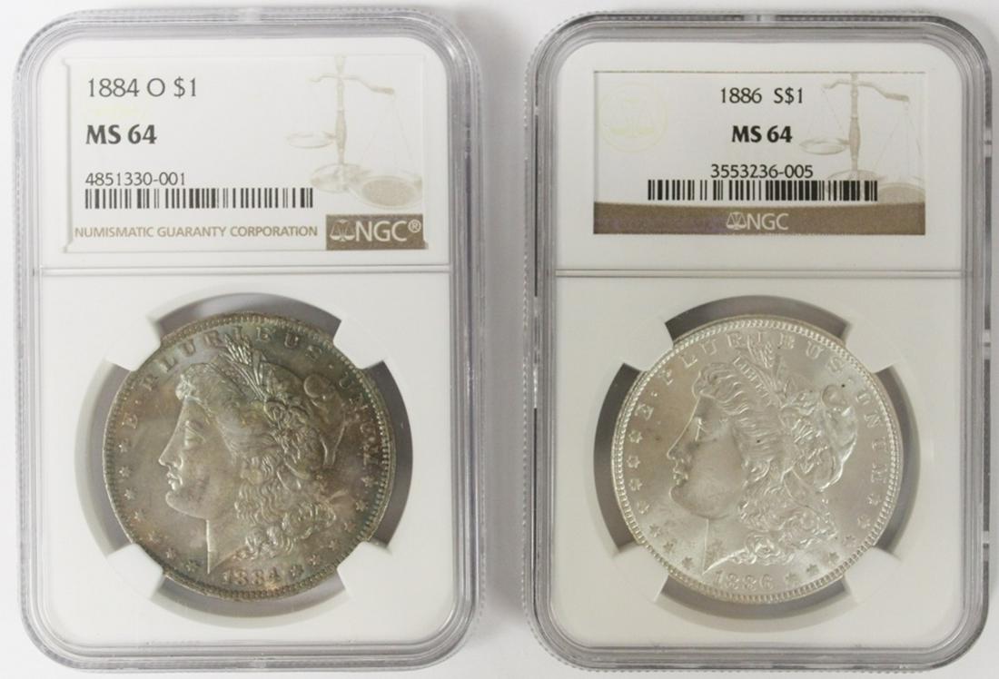TWO NGC MS64 MORGAN DOLLARS: (1 of 2)