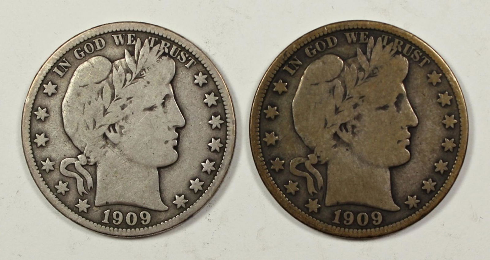 1909 VG/FINE & 1909-O FINE BARBER HALF DOLLARS (1 of 2)