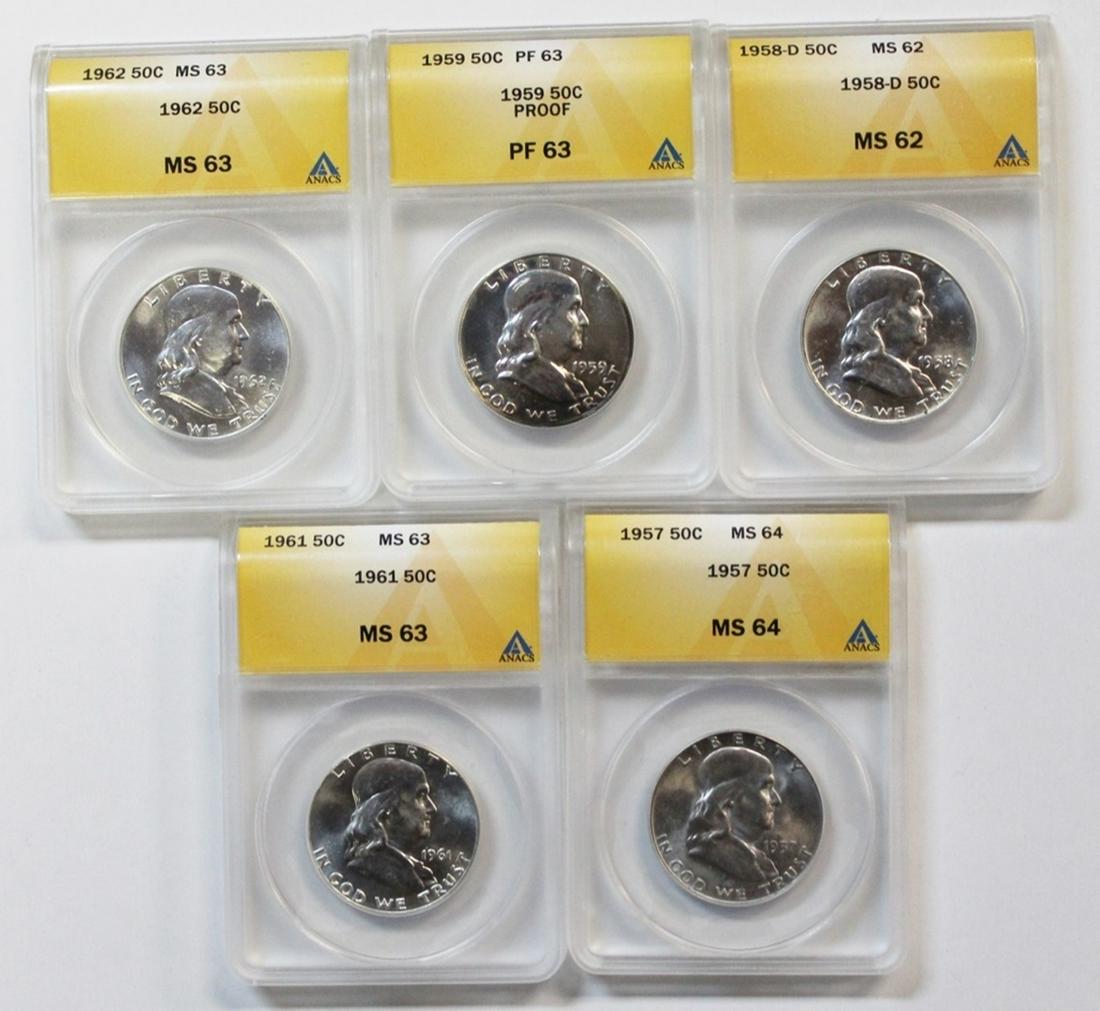 (5) FRANKLIN HALF DOLLARS (1 of 2)