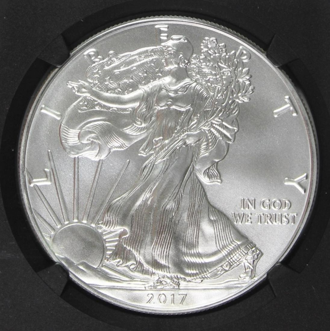 2017 AMERICAN SILVER EAGLE: NGC GRADED. MS70. ESTIMATE: $80-$115