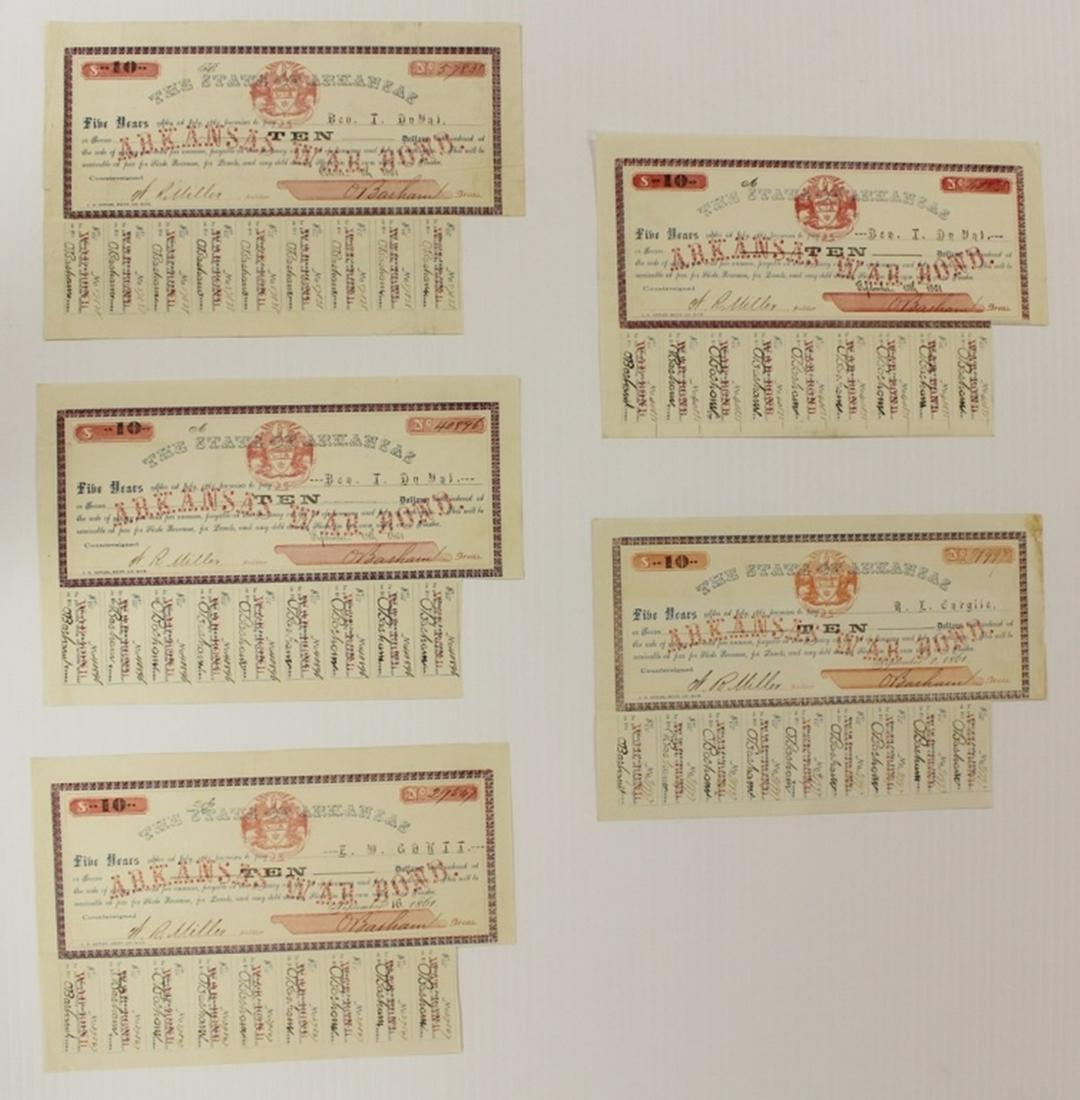 (5) 1861 $10 CONFEDERATE CIVIL WAR BONDS (1 of 1)