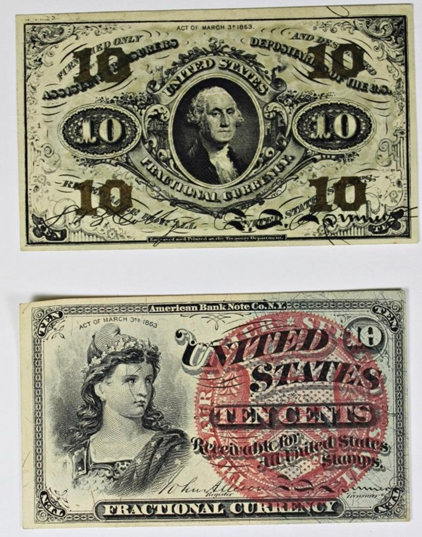PAIR OF TEN CENT: FR1255 AND FR1258. ESTIMATE: $300-$350