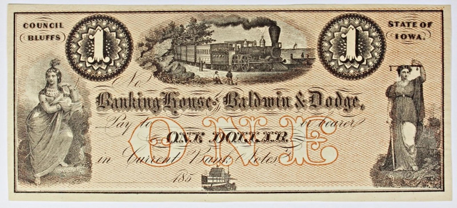 1850'S $1 LOCOMOTIVE IOWA (1 of 2)