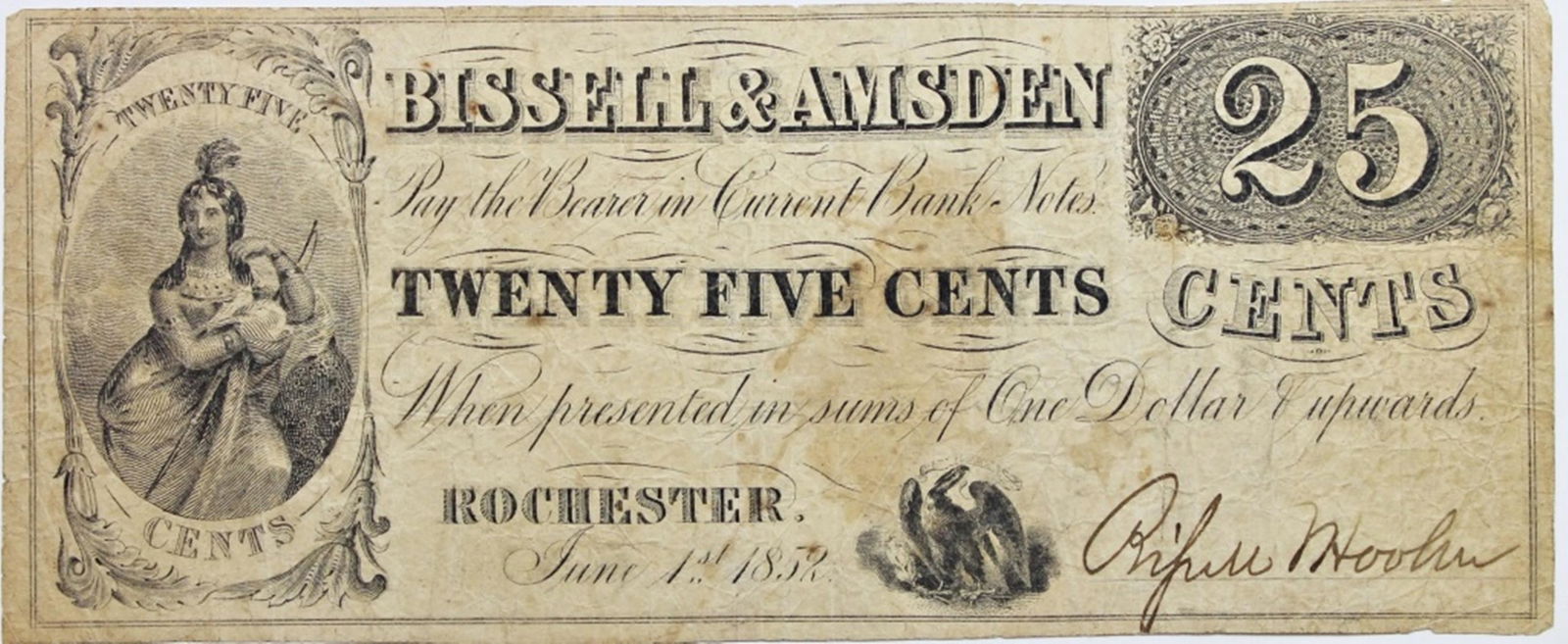 1852 BISSELL & AMSDEN TWENTY FIVE CENTS (1 of 2)