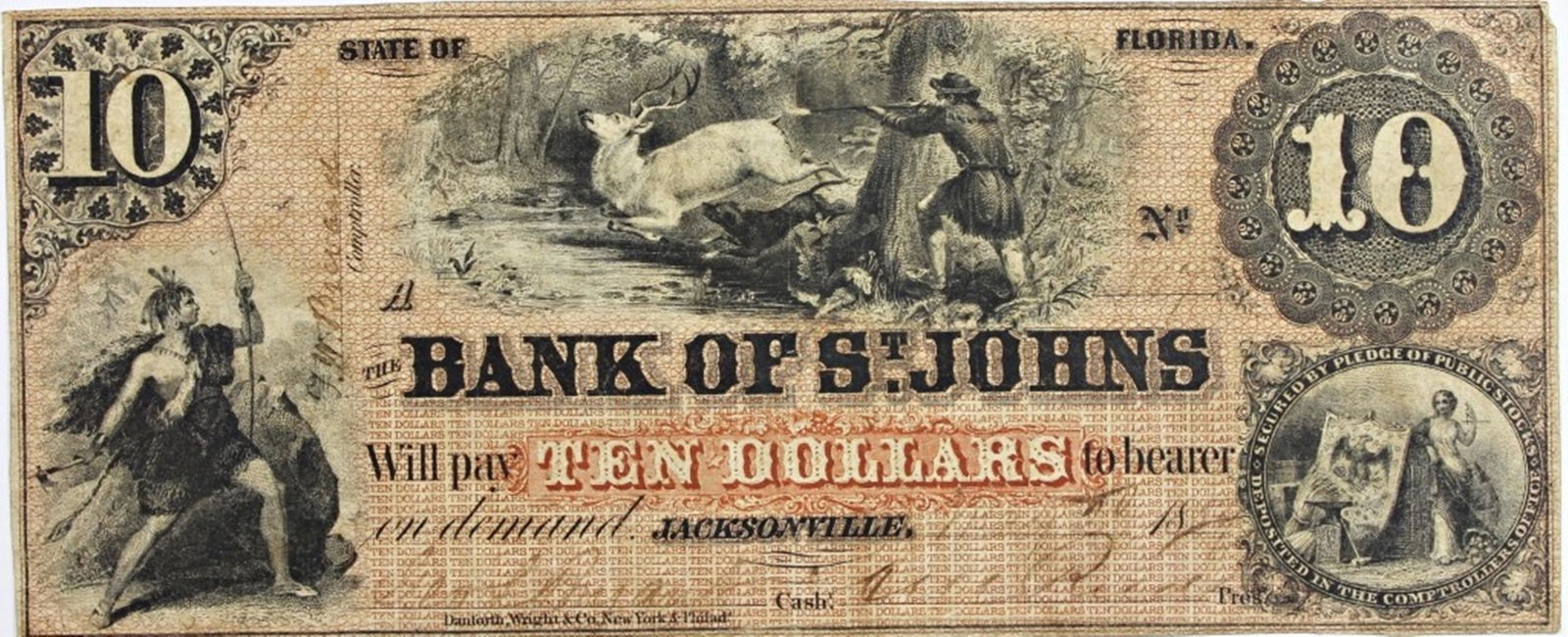 SCARCE BANK OF ST JOHNS $10 NOTES (1 of 2)