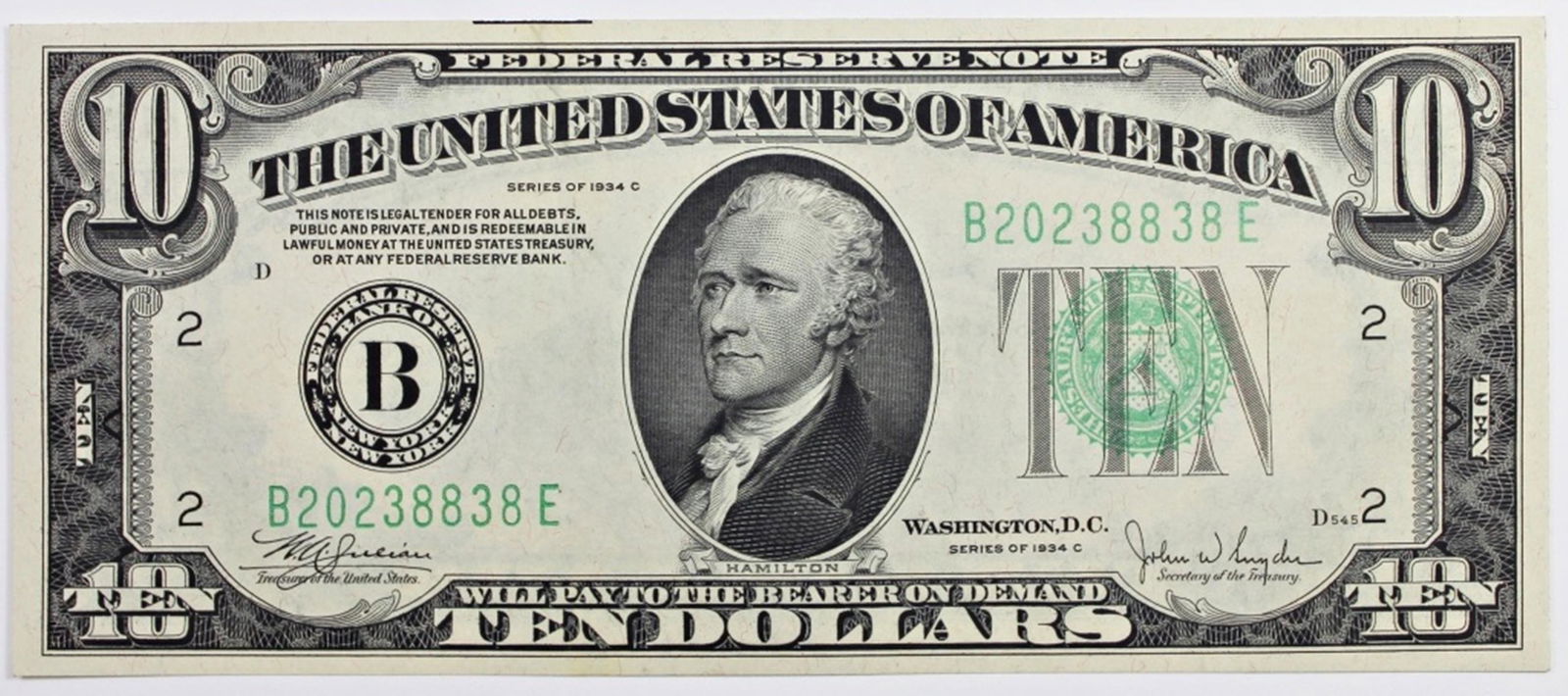 1934C $10 FEDERAL RESERVE NOTE (1 of 2)
