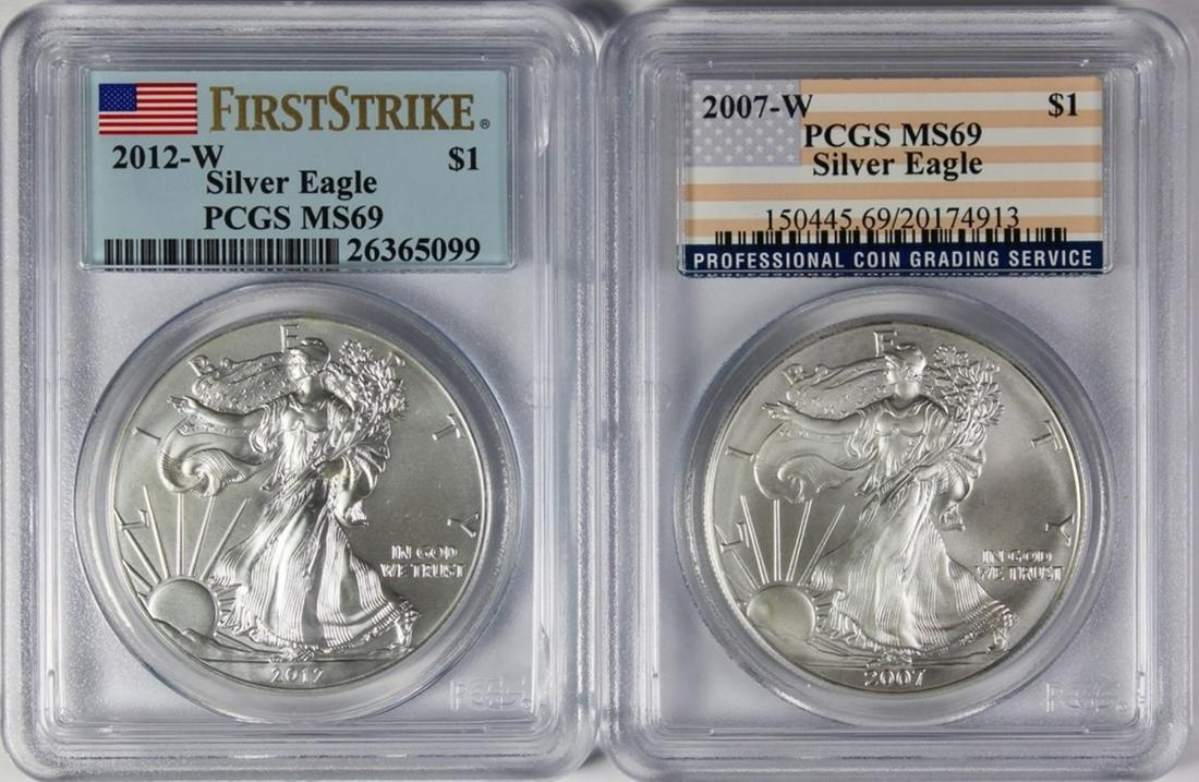 (2) BURNISHED AMERICAN SILVER EAGLES (1 of 2)