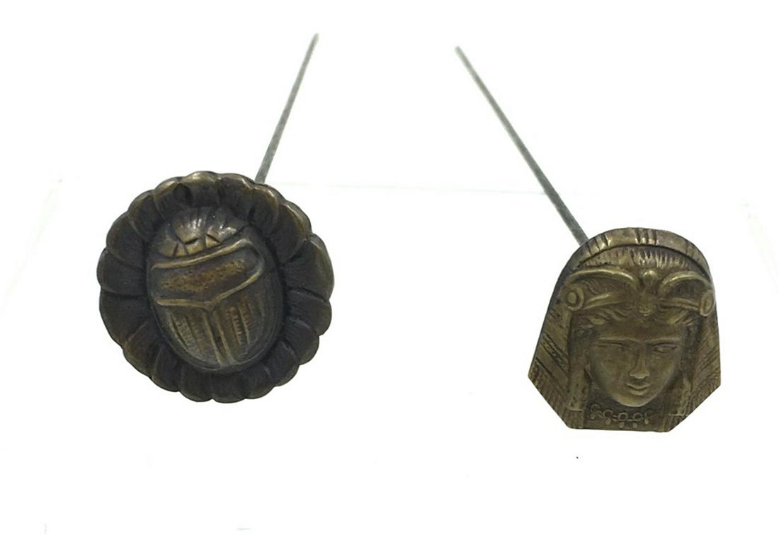 LOT OF TWO ANTIQUE BRASS HAT PINS (1 of 1)