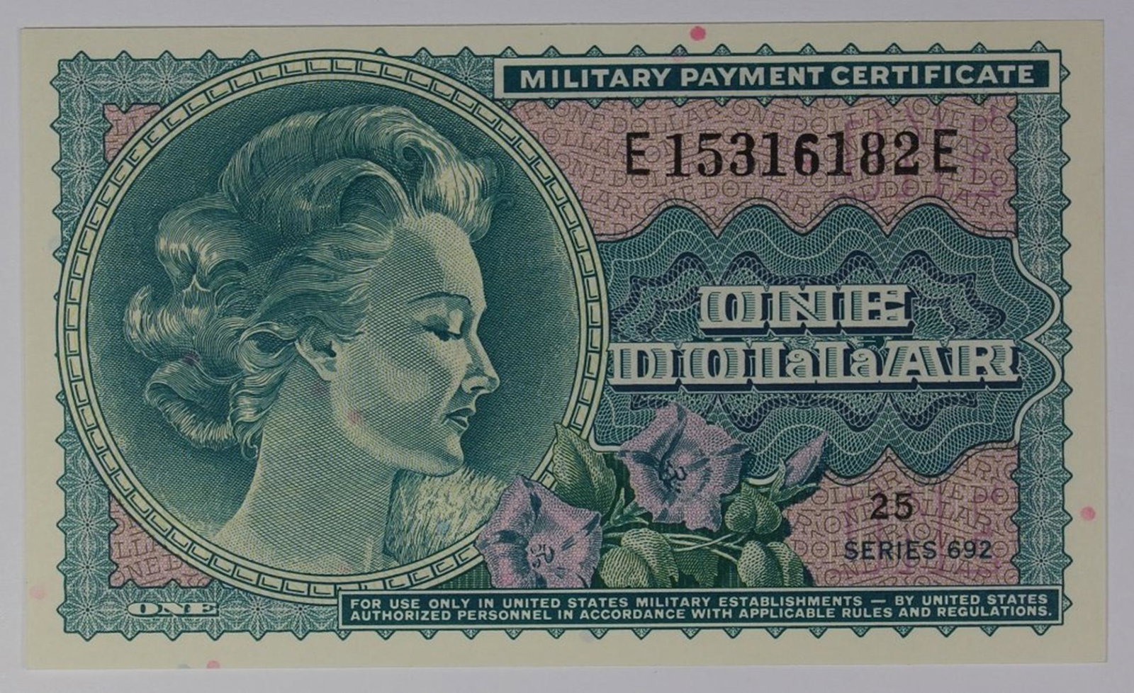 MILITARY PAYMENT CERTIFICATE (1 of 2)