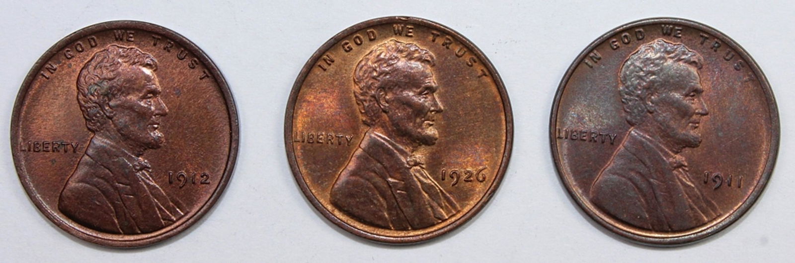 THREE LINCOLN CENTS: (1 of 2)