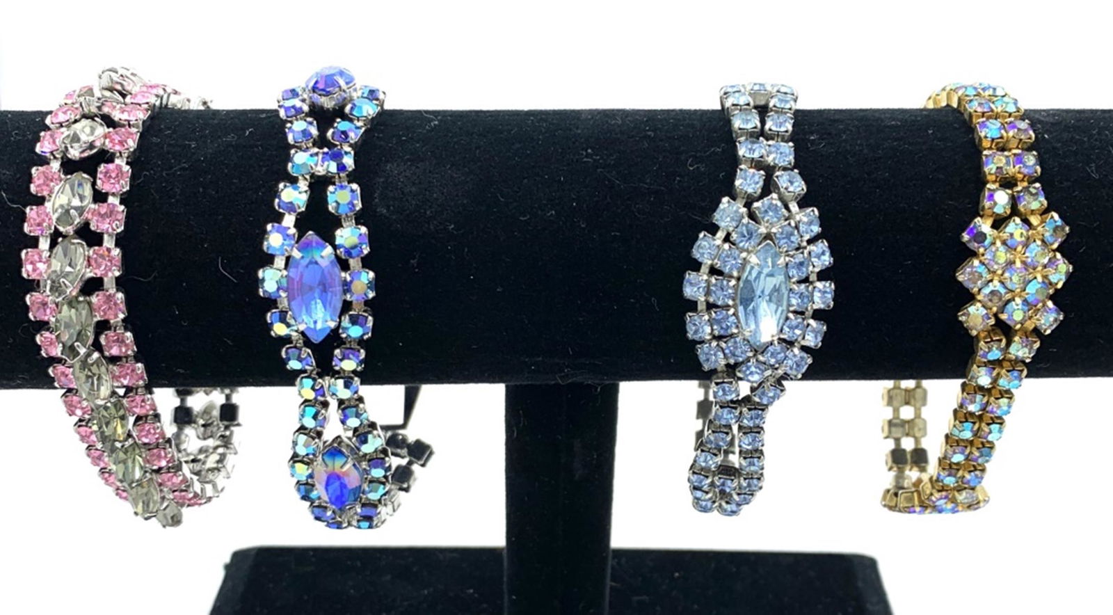 LOT OF FOUR VINTAGE RHINESTONE BRACELETS (1 of 1)